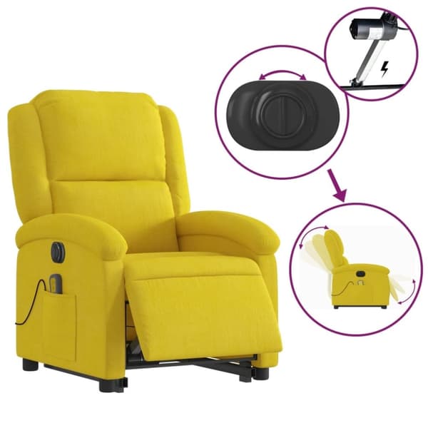 vidaXL Elektrisk massagefåtölj med uppresningshjälp gul sammet