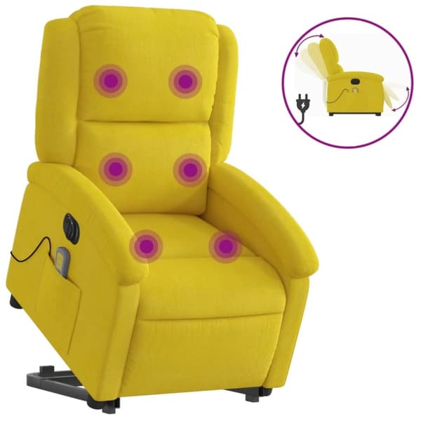 vidaXL Elektrisk massagefåtölj med uppresningshjälp gul sammet