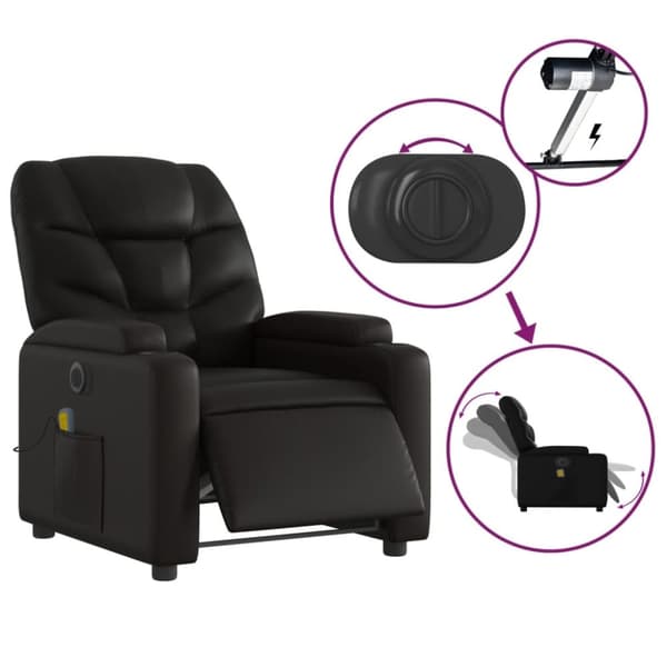 vidaXL Elektrisk massagefåtölj svart konstläder