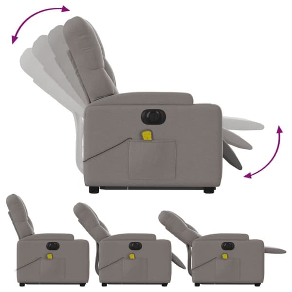 vidaXL Elektrisk massagefåtölj med uppresningshjälp taupe tyg