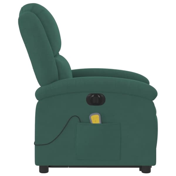 vidaXL massagestol med løftefunktion velour mørkegrøn