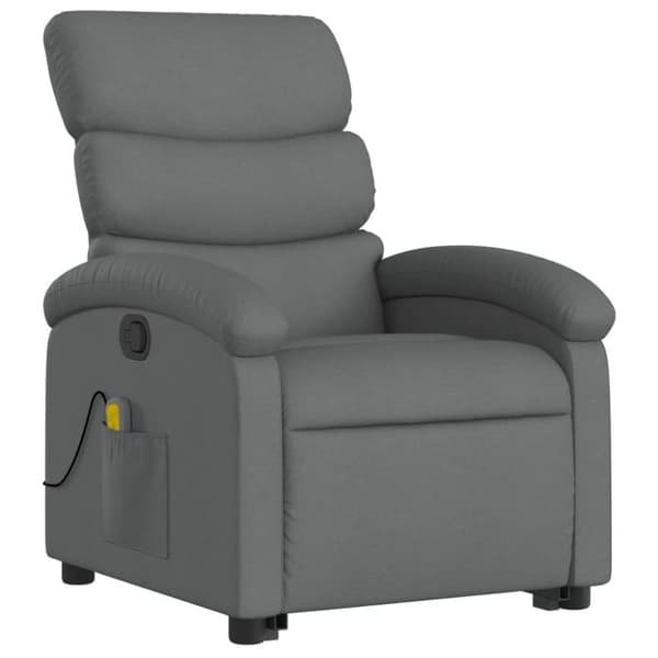 vidaXL Massagefåtölj med uppresningshjälp mörkgrå tyg