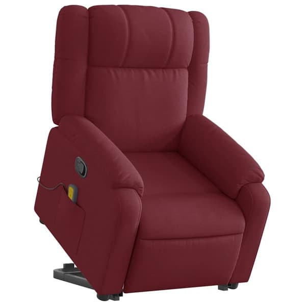 vidaXL Massagefåtölj med uppresningshjälp vinröd tyg