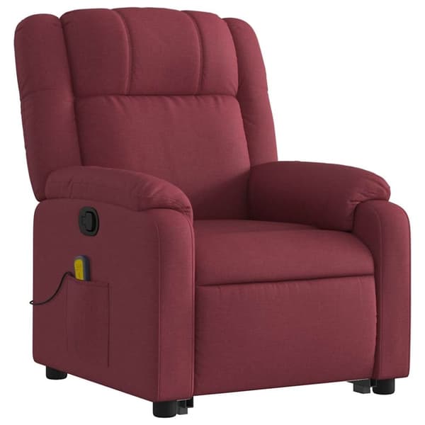 vidaXL Massagefåtölj med uppresningshjälp vinröd tyg