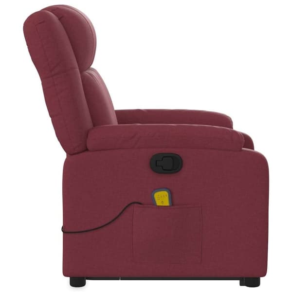 vidaXL Massagefåtölj med uppresningshjälp vinröd tyg