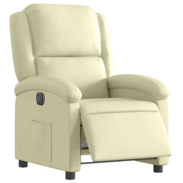 vidaXL Elektrisk reclinerfåtölj gräddvit äkta läder
