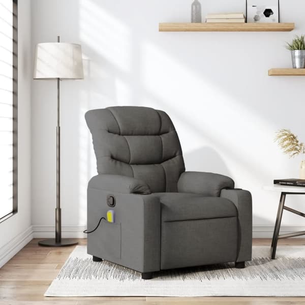 vidaXL Massagefåtölj mörkgrå tyg