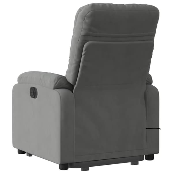 vidaXL Massagefåtölj med uppresningshjälp mörkgrå mikrofibertyg