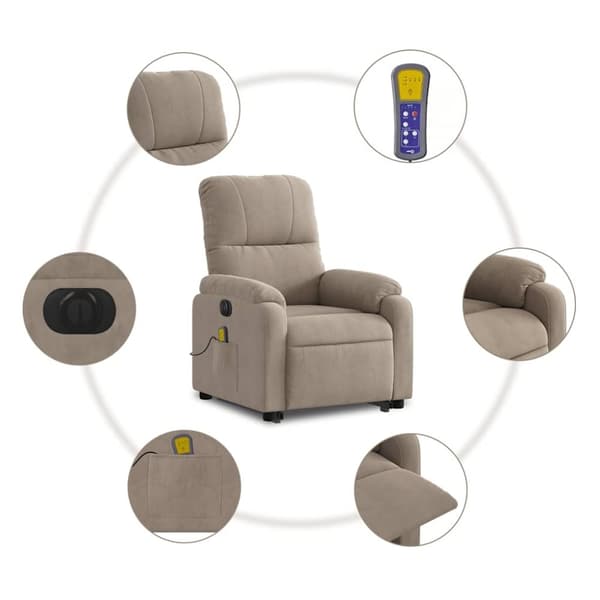 vidaXL Elektrisk massagefåtölj med uppresningshjälp mikrofibertyg