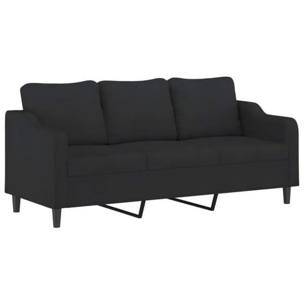 vidaXL sofasæt 3 dele med puder stof sort