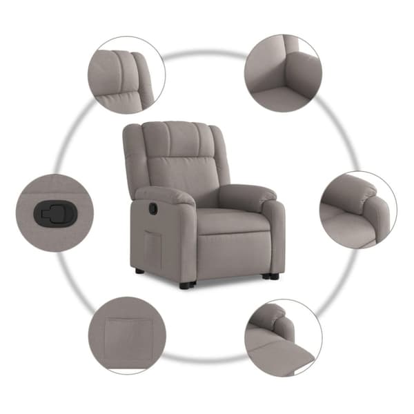 vidaXL Reclinerfåtölj med uppresningshjälp taupe tyg