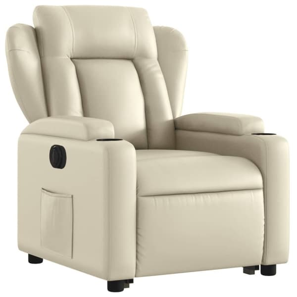 vidaXL Reclinerfåtölj med uppresningshjälp gräddvit konstläder