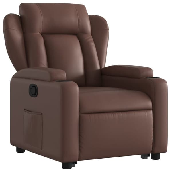 vidaXL Reclinerfåtölj med uppresningshjälp brun konstläder