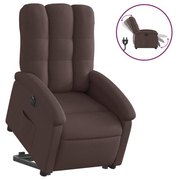 vidaXL Elektrisk reclinerfåtölj med uppresningshjälp brun tyg
