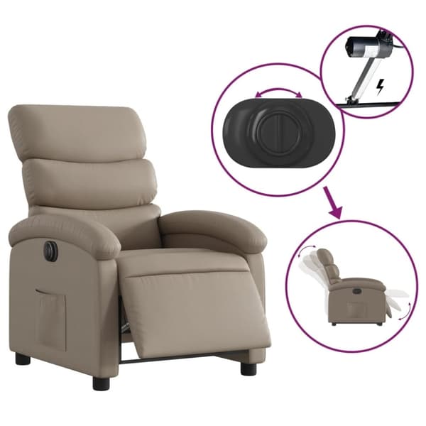 vidaXL Elektrisk reclinerfåtölj cappuccino konstläder