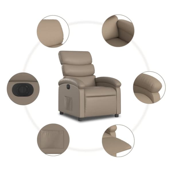 vidaXL Elektrisk reclinerfåtölj cappuccino konstläder