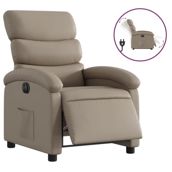 vidaXL Elektrisk reclinerfåtölj cappuccino konstläder