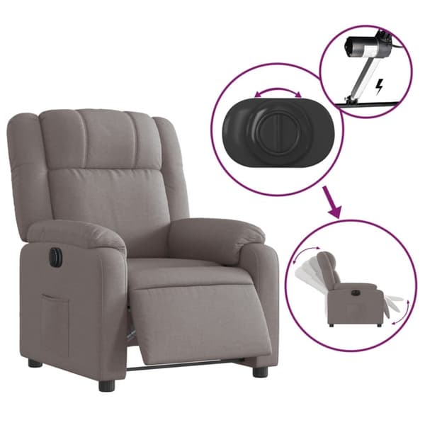 vidaXL Elektrisk reclinerfåtölj taupe tyg