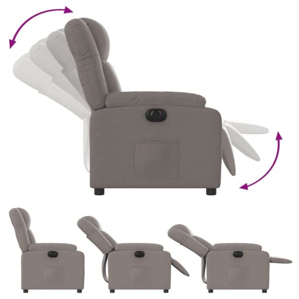 vidaXL Elektrisk reclinerfåtölj taupe tyg