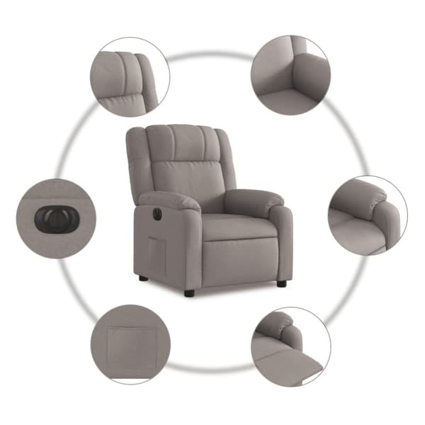 vidaXL Elektrisk reclinerfåtölj taupe tyg