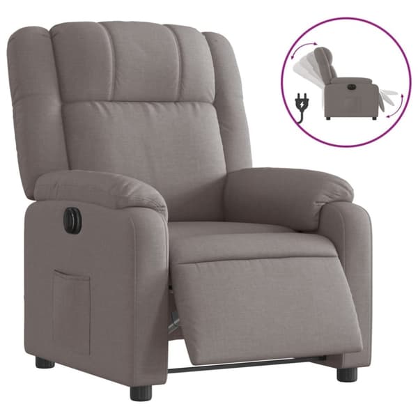 vidaXL Elektrisk reclinerfåtölj taupe tyg