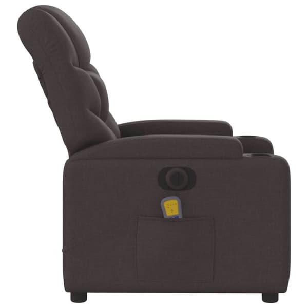 vidaXL Elektrisk massagefåtölj mörkbrun tyg