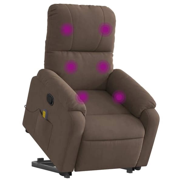 vidaXL Massagefåtölj med uppresningshjälp brun mikrofibertyg