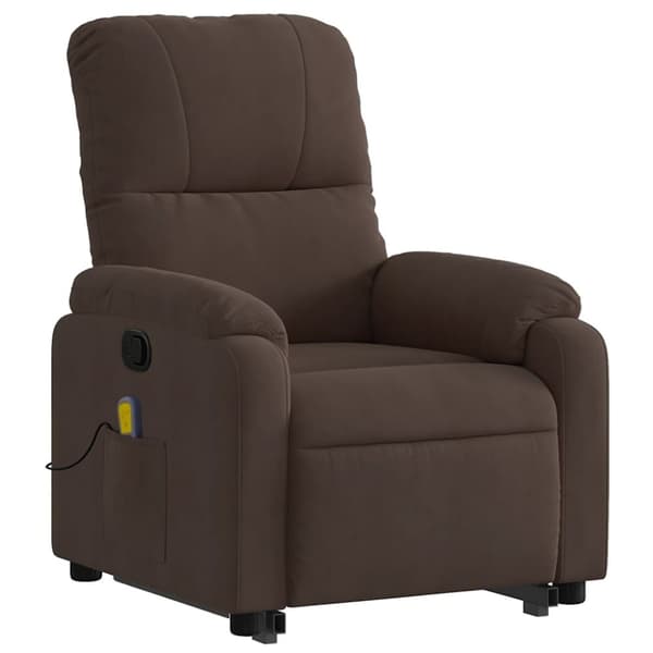 vidaXL Massagefåtölj med uppresningshjälp brun mikrofibertyg