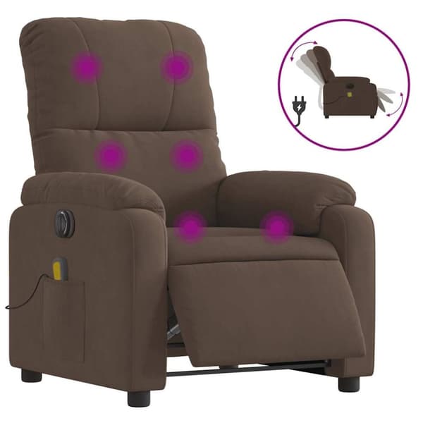 vidaXL Elektrisk massagefåtölj mörkgrå mikrofibertyg