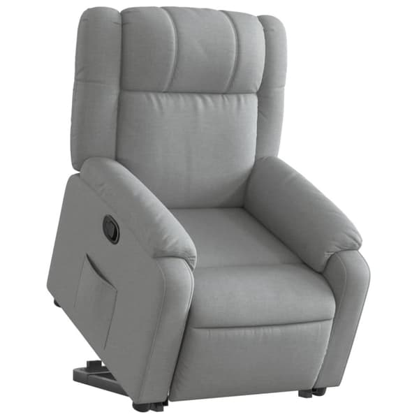 vidaXL Reclinerfåtölj med uppresningshjälp ljusgrå tyg
