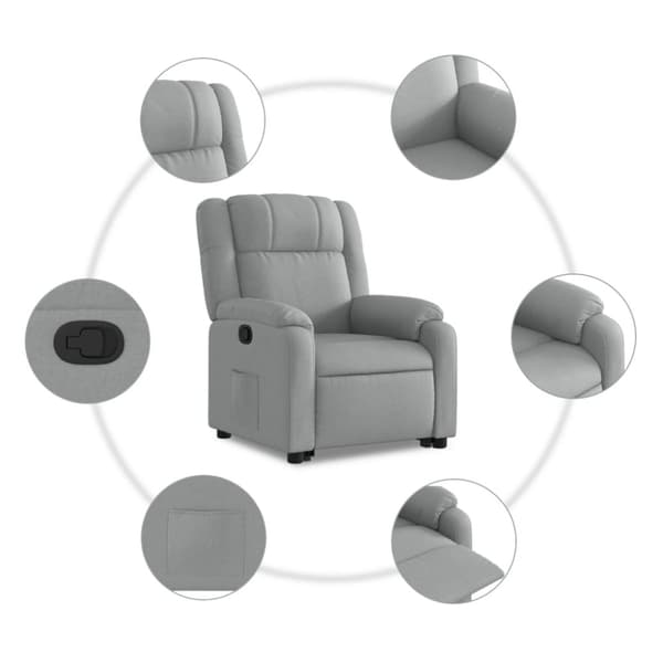 vidaXL Reclinerfåtölj med uppresningshjälp ljusgrå tyg