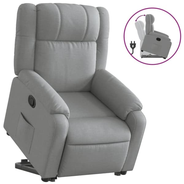vidaXL Reclinerfåtölj med uppresningshjälp ljusgrå tyg