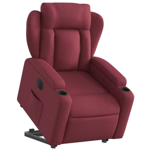 vidaXL Elektrisk reclinerfåtölj med uppresningshjälp vinröd tyg