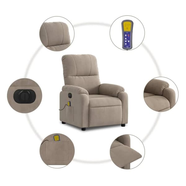vidaXL Elektrisk massagefåtölj taupe mikrofibertyg
