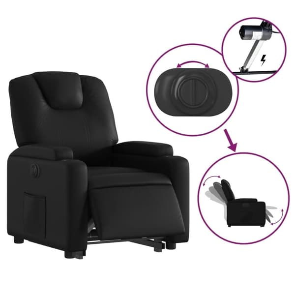 vidaXL Reclinerfåtölj med uppresningshjälp svart konstläder
