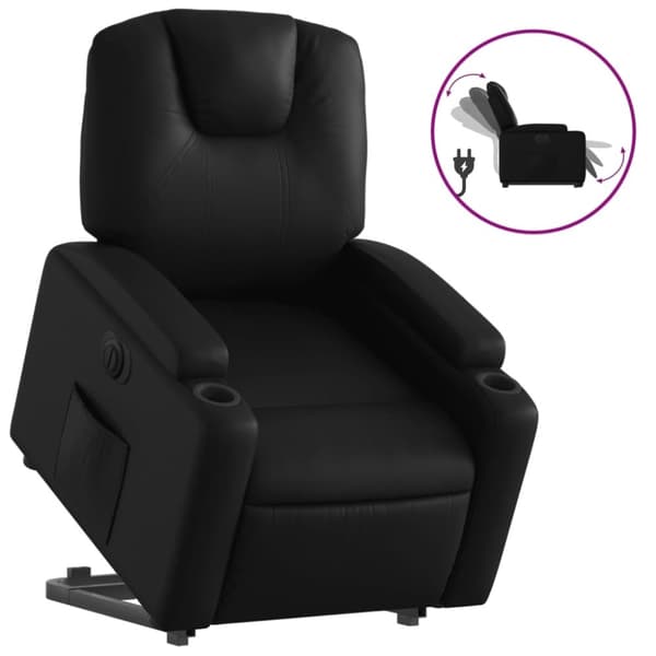 vidaXL Reclinerfåtölj med uppresningshjälp svart konstläder