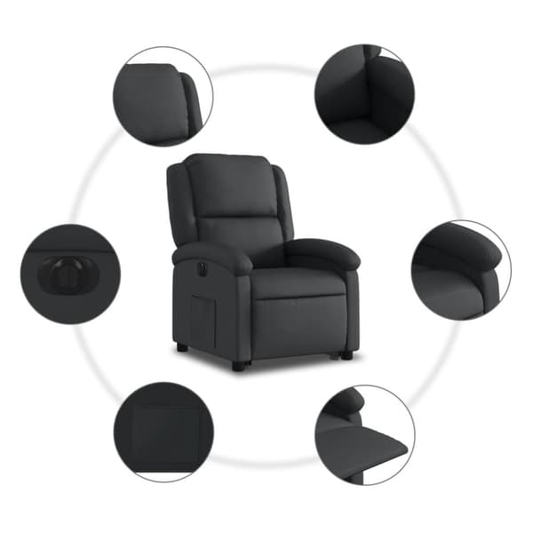 vidaXL Reclinerfåtölj med uppresningshjälp svart äkta läder