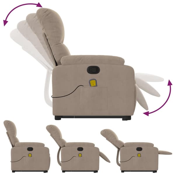 vidaXL Massagefåtölj med uppresningshjälp taupe mikrofibertyg