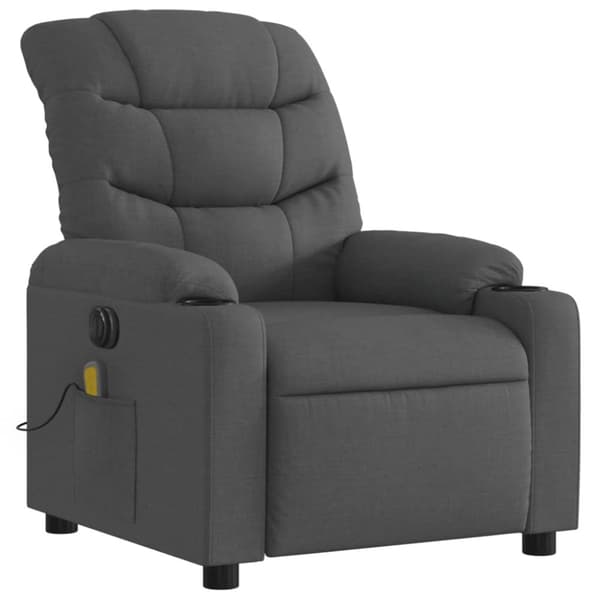 vidaXL Elektrisk massagefåtölj mörkgrå tyg