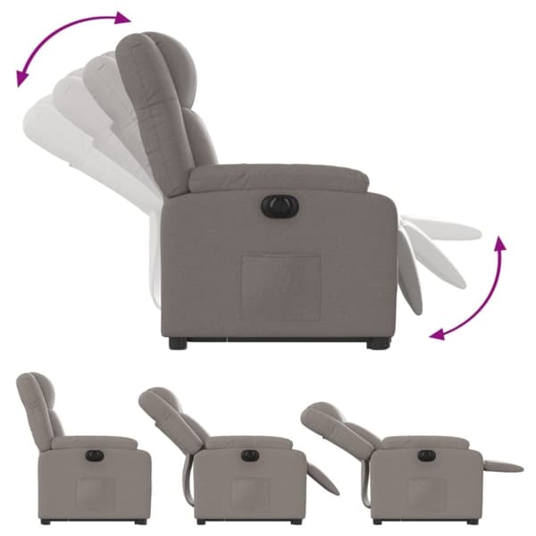 vidaXL Elektrisk reclinerfåtölj med uppresningshjälp taupe tyg