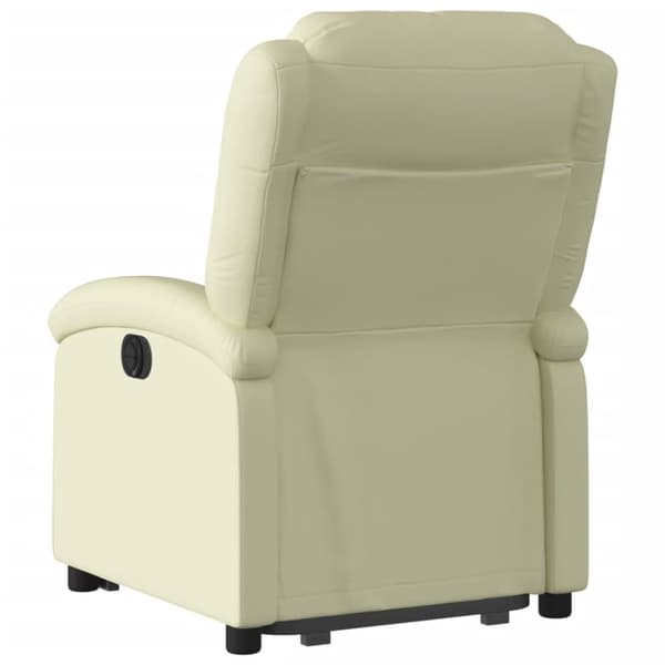 vidaXL Reclinerfåtölj med uppresningshjälp gräddvit äkta läder