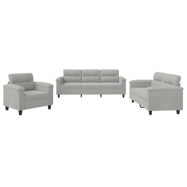 vidaXL sofasæt 3 dele med hynder mikrofiberstof lysegrå