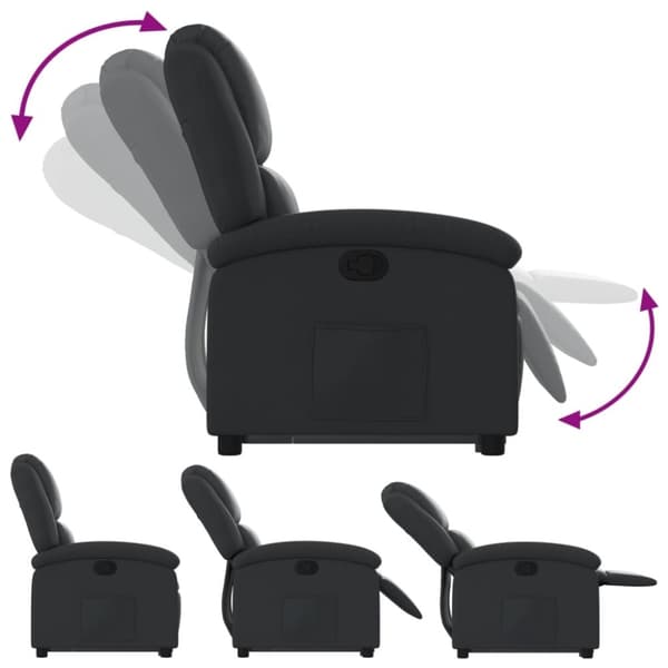 vidaXL Reclinerfåtölj med uppresningshjälp svart äkta läder