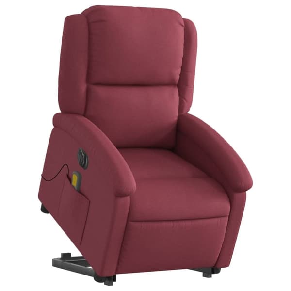 vidaXL Elektrisk massagefåtölj med uppresningshjälp vinröd tyg
