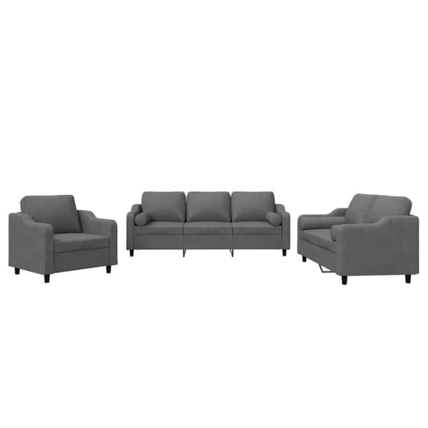 vidaXL sofasæt 3 dele med puder stof mørkegrå
