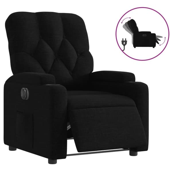 vidaXL Elektrisk reclinerfåtölj svart tyg