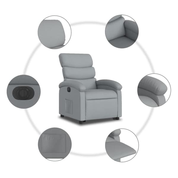 vidaXL Elektrisk reclinerfåtölj med uppresningshjälp ljusgrå tyg