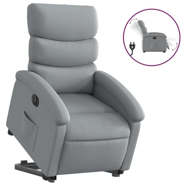 vidaXL Elektrisk reclinerfåtölj med uppresningshjälp ljusgrå tyg