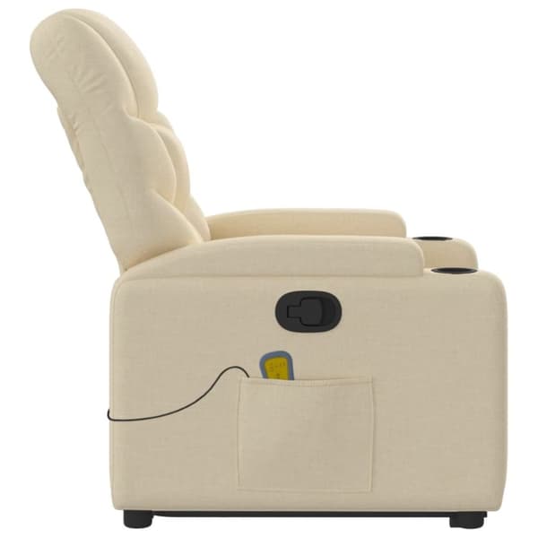 vidaXL Massagefåtölj med uppresningshjälp gräddvit tyg