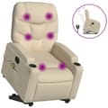 Miniatyrbild 1 av 11: vidaXL Massagefåtölj med uppresningshjälp gräddvit tyg
